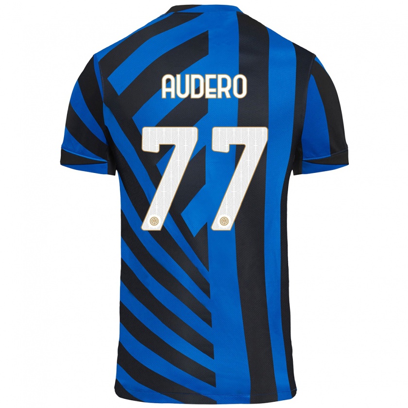 Kandiny Mujer Camiseta Emil Audero #77 Azul Negro 1ª Equipación 2024/25 La Camisa México