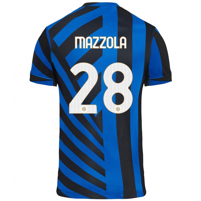 Kandiny Mujer Camiseta Giuseppe Mazzola #28 Azul Negro 1ª Equipación 2024/25 La Camisa