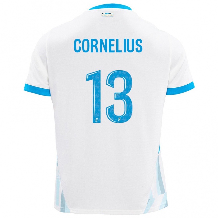 Kandiny Dames Derek Cornelius #13 Wit Hemelsblauw Thuisshirt Thuistenue 2024/25 T-Shirt