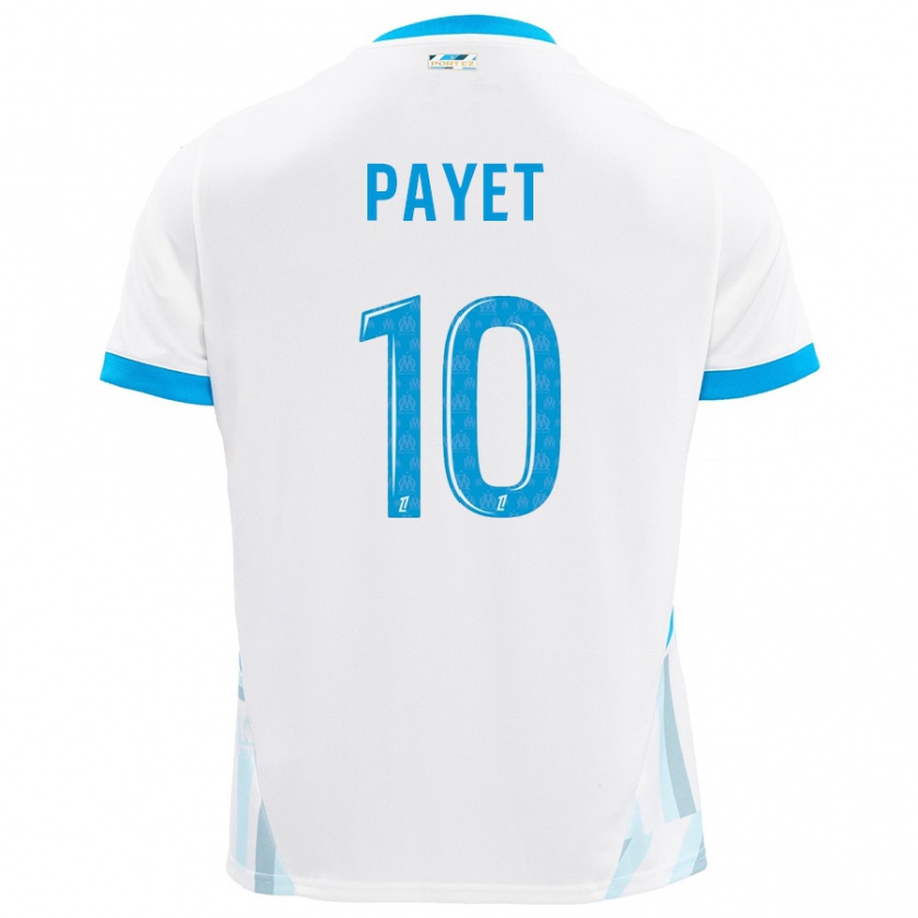 Kandiny Dames Dimitri Payet #10 Wit Hemelsblauw Thuisshirt Thuistenue 2024/25 T-Shirt