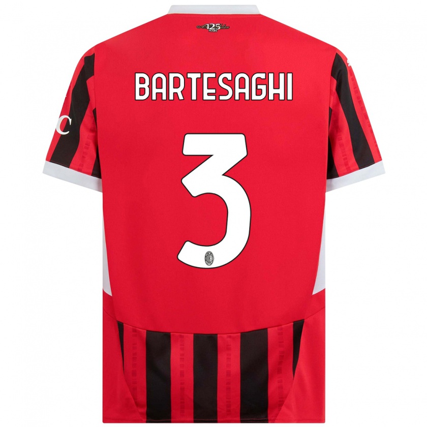 Kandiny Dames Davide Bartesaghi #3 Rood Zwart Thuisshirt Thuistenue 2024/25 T-Shirt