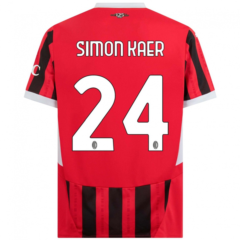 Kandiny Mujer Camiseta Simon Kaer #24 Rojo Negro 1ª Equipación 2024/25 La Camisa