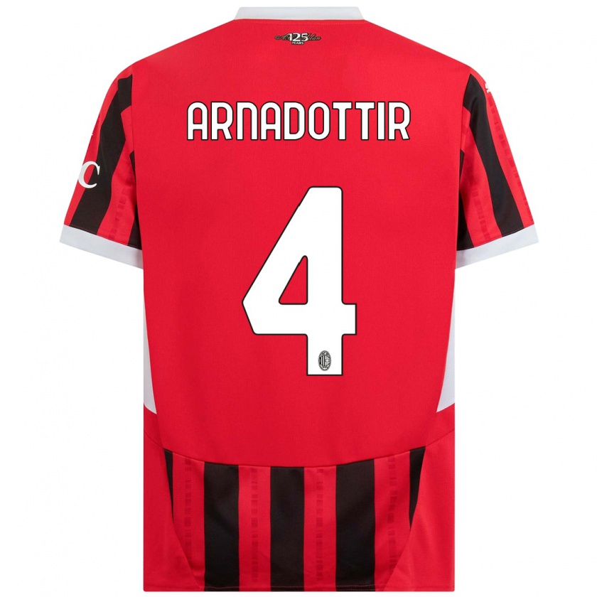 Kandiny Mujer Camiseta Guony Arnadottir #4 Rojo Negro 1ª Equipación 2024/25 La Camisa