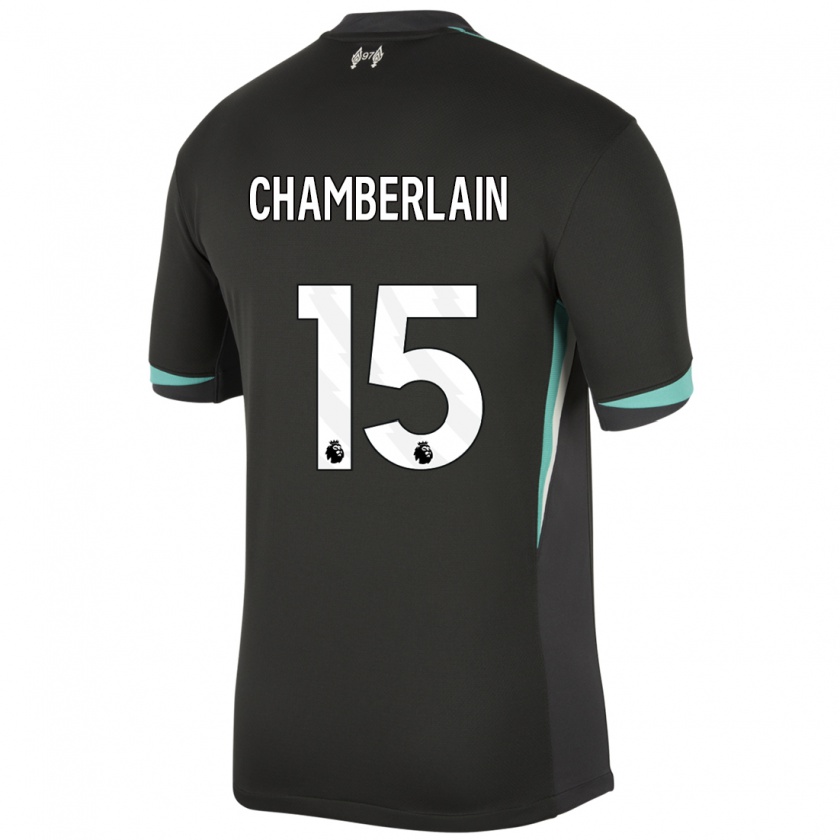 Kandiny Dames Alex Oxlade Chamberlain #15 Zwart Antraciet Wit Uitshirt Uittenue 2024/25 T-Shirt