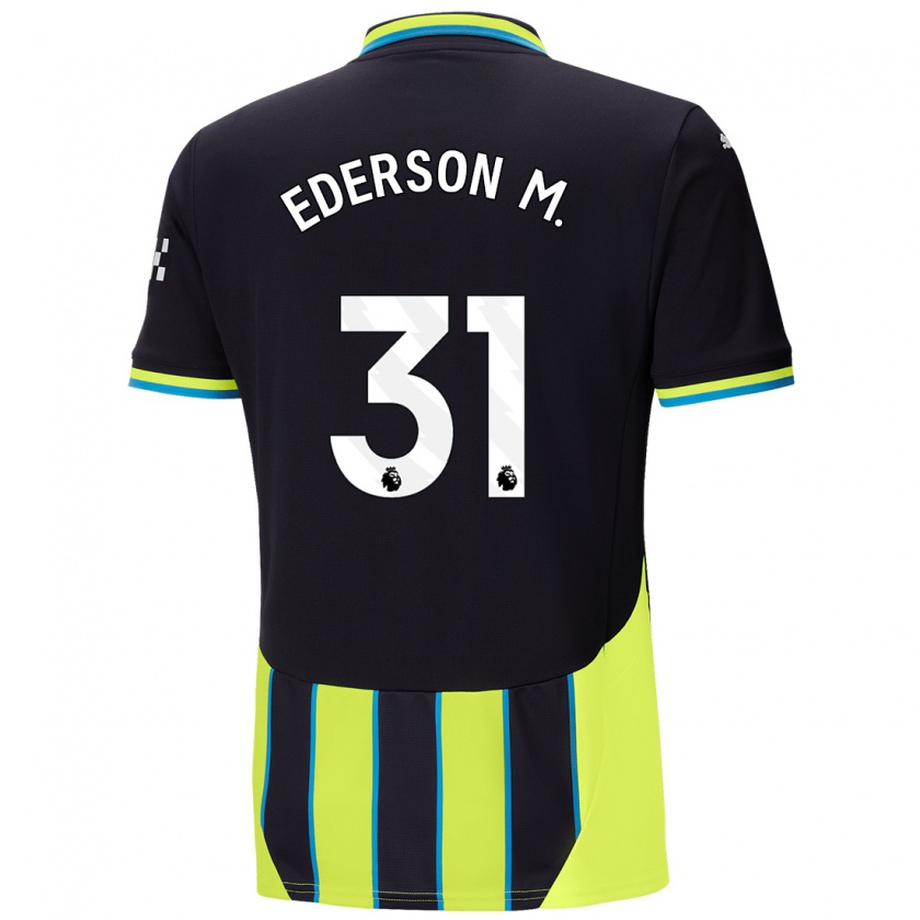 Kandiny Mujer Camiseta Ederson #31 Azul Amarillo 2ª Equipación 2024/25 La Camisa