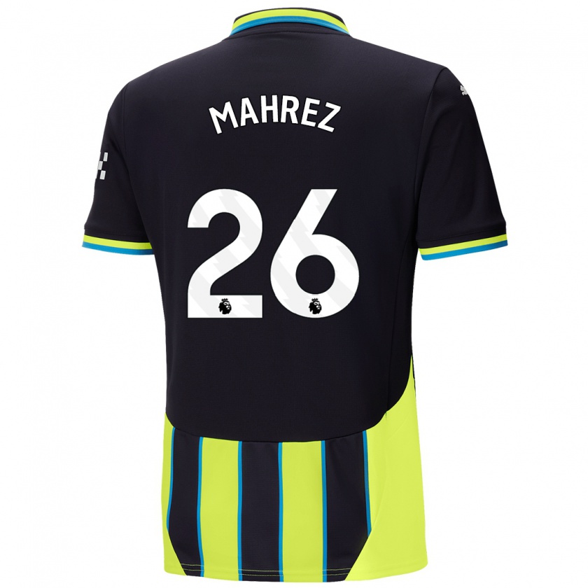 Kandiny Mujer Camiseta Riyad Mahrez #26 Azul Amarillo 2ª Equipación 2024/25 La Camisa