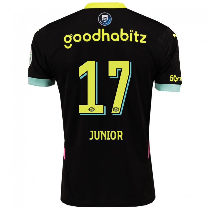 Kandiny Dames Mauro Júnior #17 Zwart Geel Uitshirt Uittenue 2024/25 T-Shirt