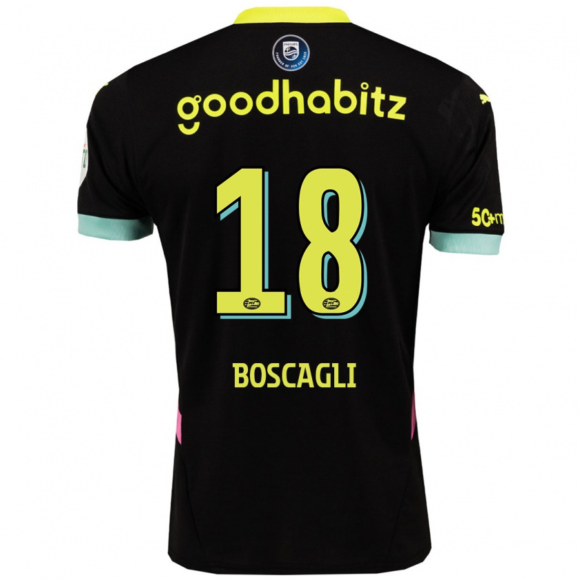 Kandiny Dames Olivier Boscagli #18 Zwart Geel Uitshirt Uittenue 2024/25 T-Shirt