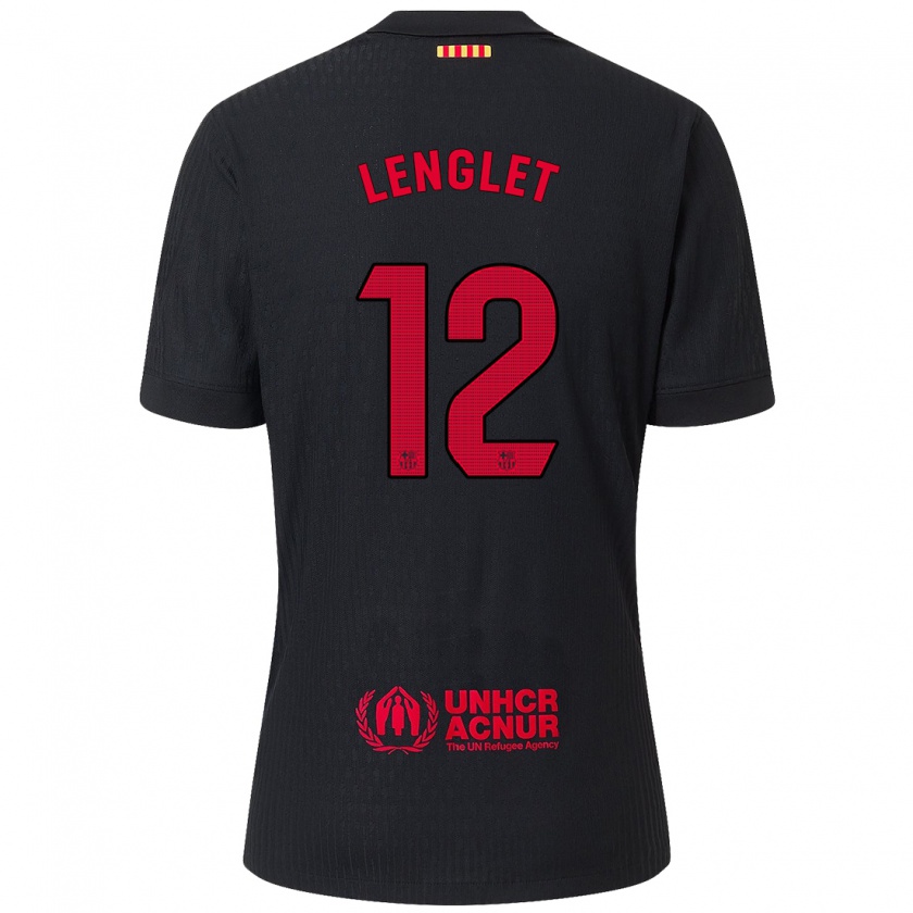 Kandiny Mujer Camiseta Clément Lenglet #12 Negro Rojo 2ª Equipación 2024/25 La Camisa