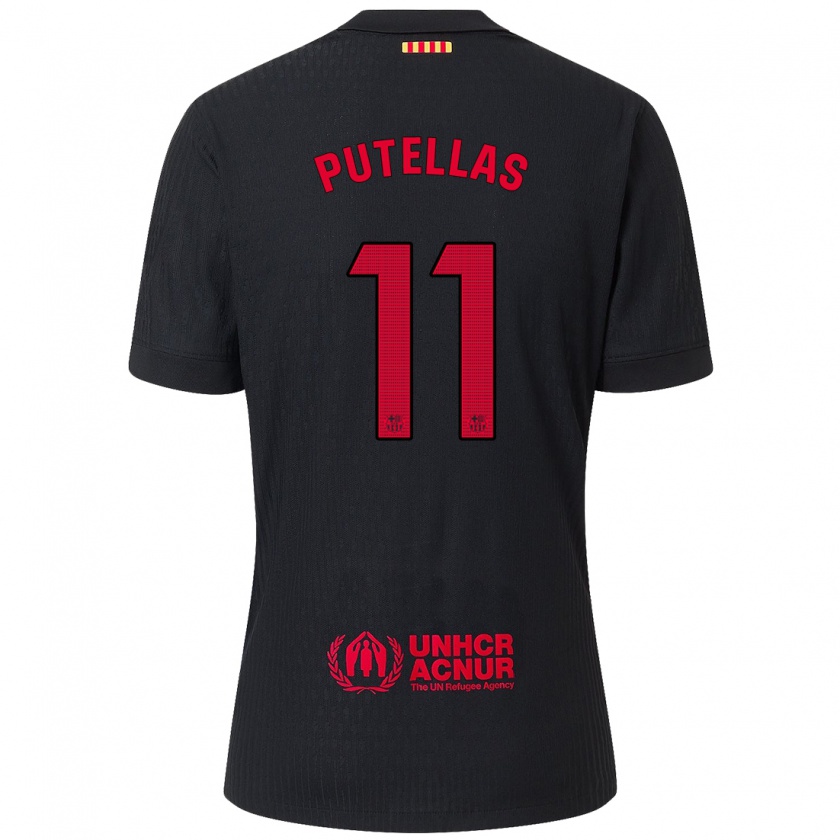 Kandiny Donna Maglia Alexia Putellas #11 Nero Rosso Kit Gara Away 2024/25 Maglietta