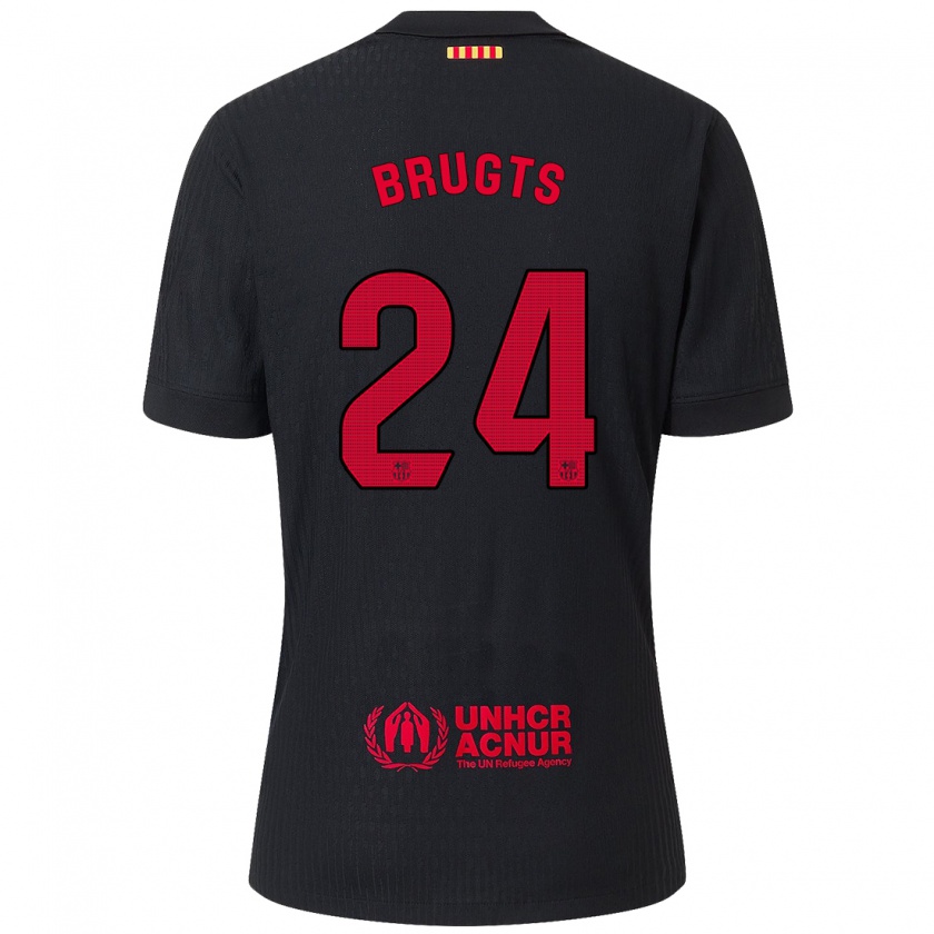 Kandiny Donna Maglia Esmee Brugts #24 Nero Rosso Kit Gara Away 2024/25 Maglietta