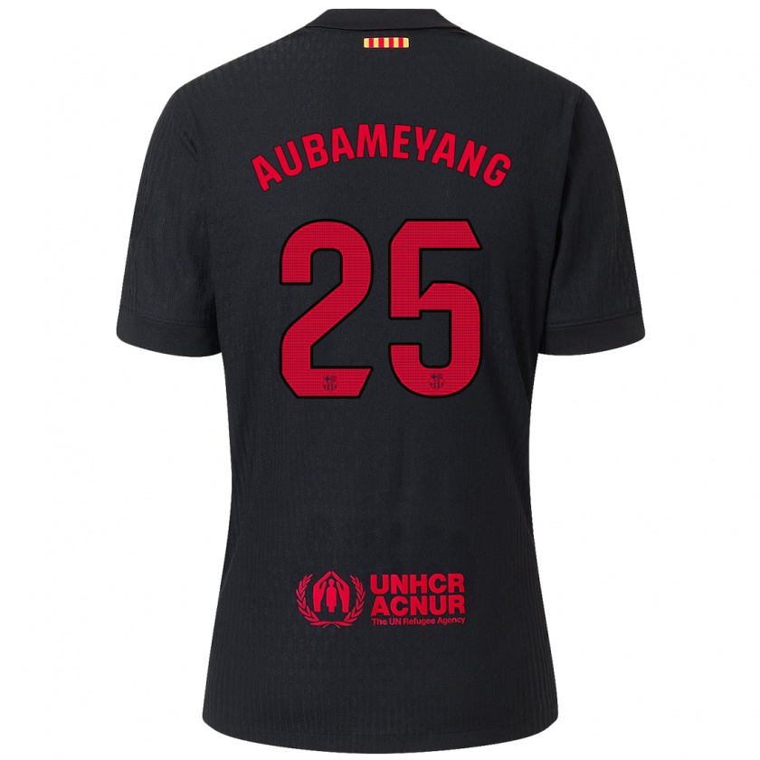 Kandiny Damen Pierre Emerick Aubameyang #25 Schwarz Rot Auswärtstrikot Trikot 2024/25 T-Shirt Österreich