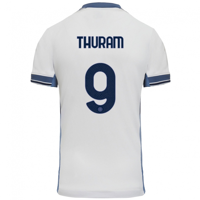 Kandiny Donna Maglia Marcus Thuram #9 Bianco Grigio Kit Gara Away 2024/25 Maglietta