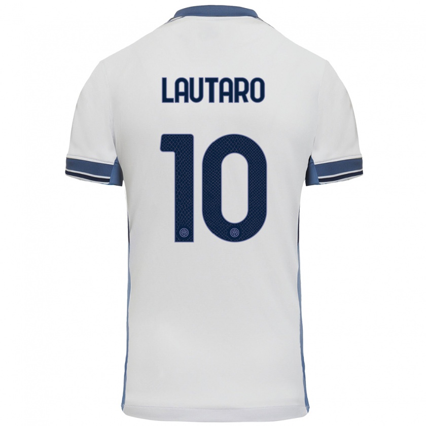 Kandiny Mujer Camiseta Lautaro Martínez #10 Blanco Gris 2ª Equipación 2024/25 La Camisa