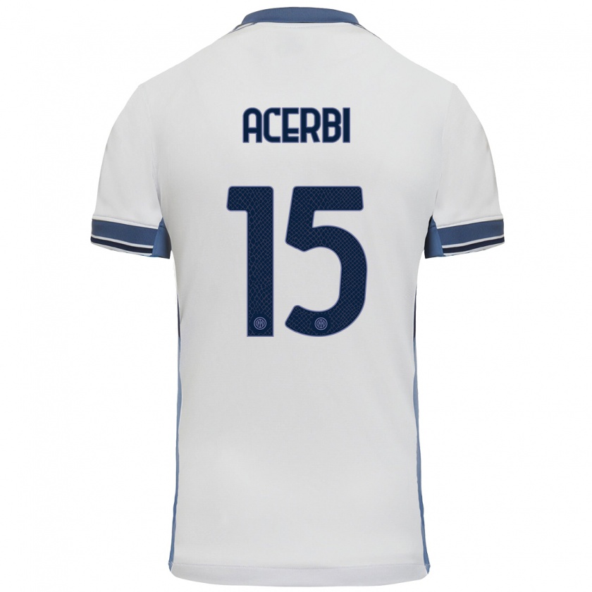 Kandiny Mujer Camiseta Francesco Acerbi #15 Blanco Gris 2ª Equipación 2024/25 La Camisa México