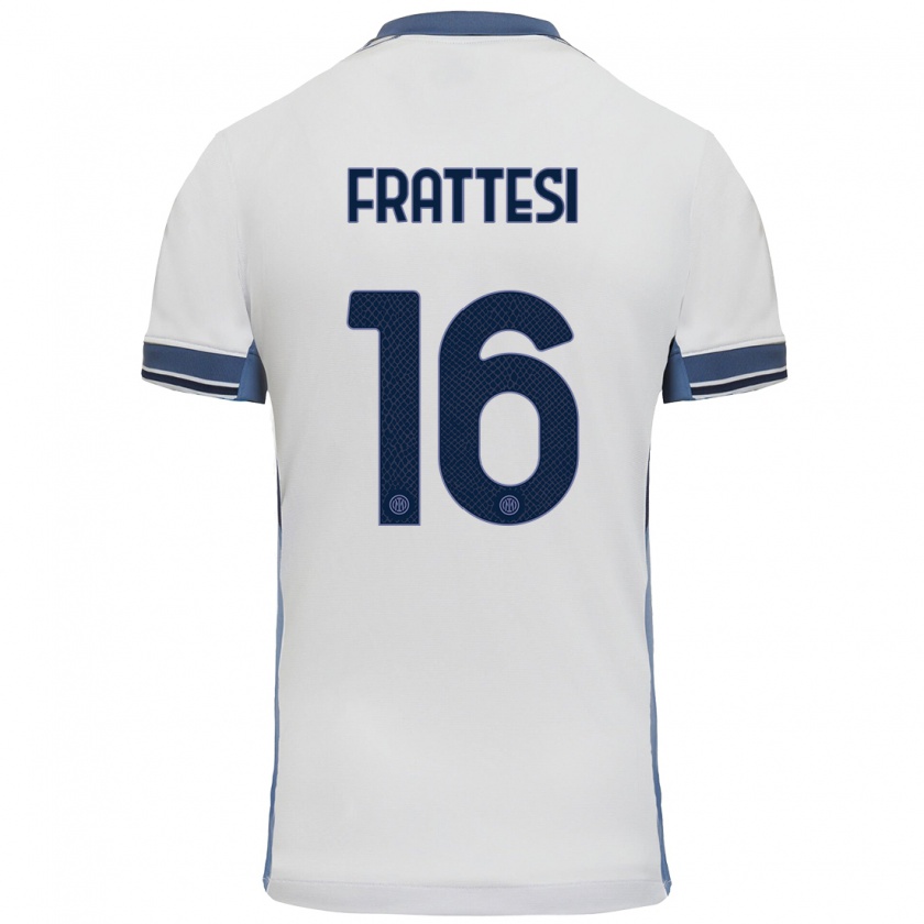 Kandiny Dames Davide Frattesi #16 Wit Grijs Uitshirt Uittenue 2024/25 T-Shirt