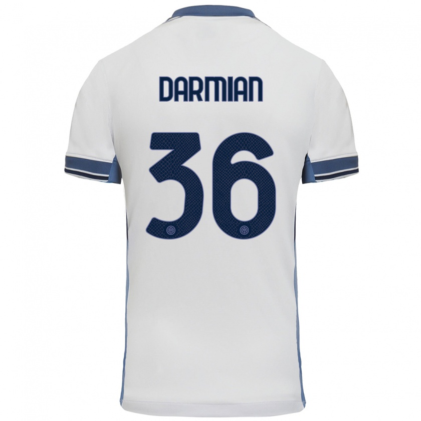 Kandiny Mujer Camiseta Matteo Darmian #36 Blanco Gris 2ª Equipación 2024/25 La Camisa México