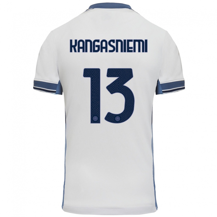 Kandiny Donna Maglia Ilari Kangasniemi #13 Bianco Grigio Kit Gara Away 2024/25 Maglietta