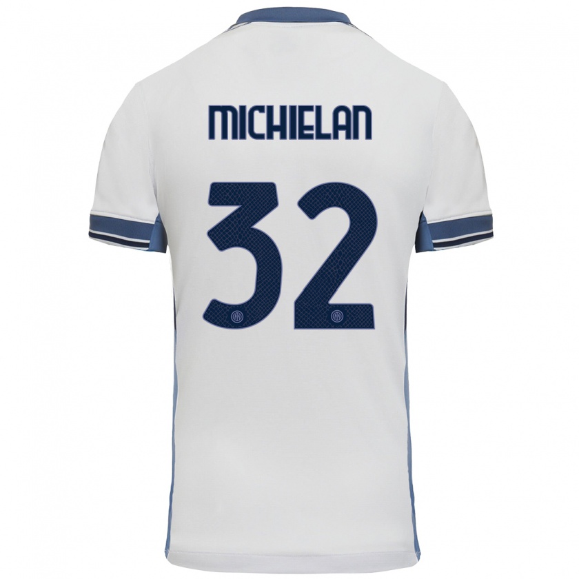 Kandiny Mujer Camiseta Mattia Michielan #32 Blanco Gris 2ª Equipación 2024/25 La Camisa