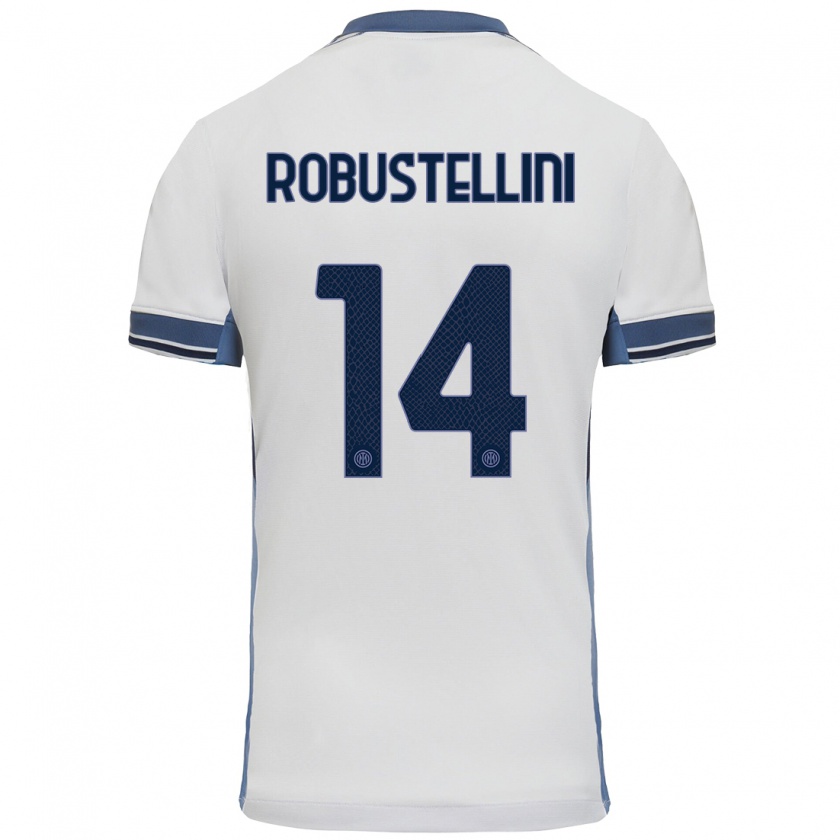 Kandiny Mujer Camiseta Chiara Robustellini #14 Blanco Gris 2ª Equipación 2024/25 La Camisa México