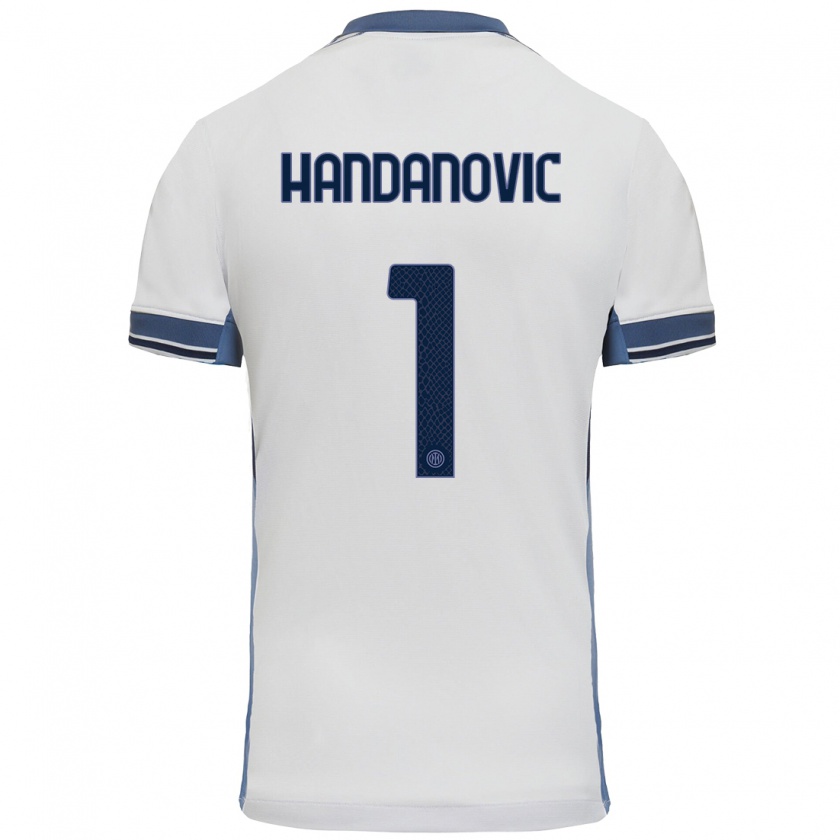 Kandiny Donna Maglia Samir Handanovic #1 Bianco Grigio Kit Gara Away 2024/25 Maglietta