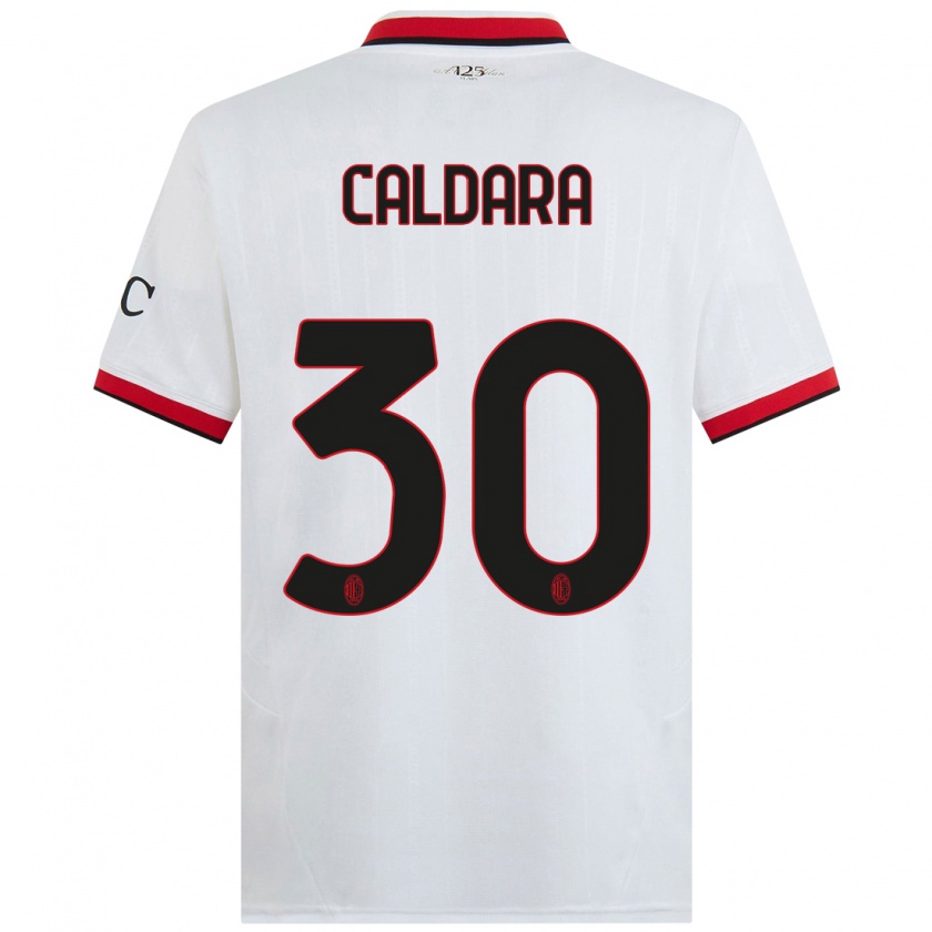 Kandiny Dames Mattia Caldara #30 Wit Zwart Rood Uitshirt Uittenue 2024/25 T-Shirt