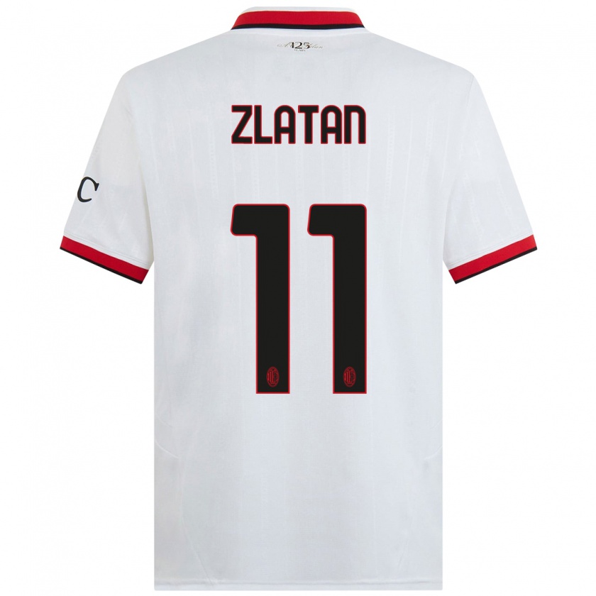 Kandiny Dames Zlatan Ibrahimovic #11 Wit Zwart Rood Uitshirt Uittenue 2024/25 T-Shirt