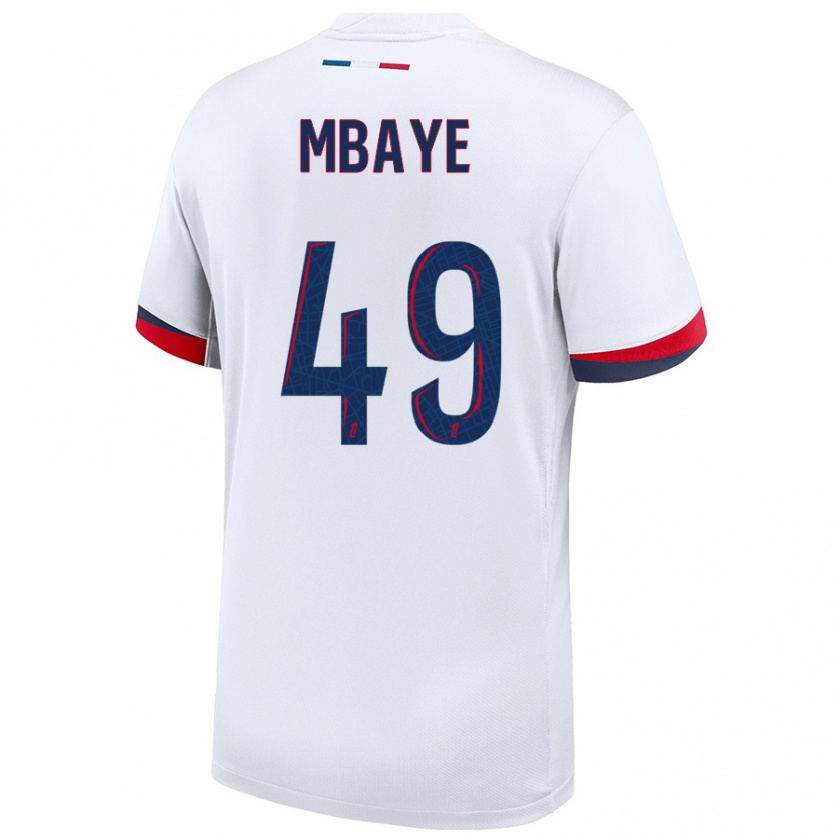 Kandiny Donna Maglia Ibrahim Mbaye #49 Bianco Blu Rosso Kit Gara Away 2024/25 Maglietta