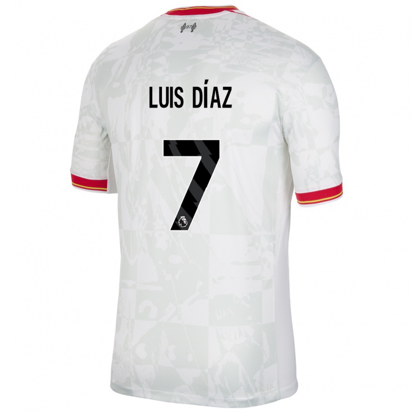 Kandiny Dames Luis Díaz #7 Wit Rood Zwart Thuisshirt Derde Tenue 2024/25 T-Shirt