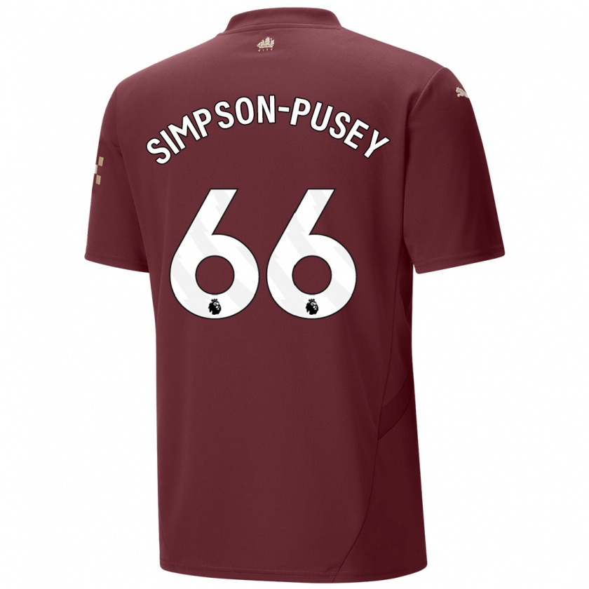 Kandiny Dames Jahmai Simpson-Pusey #66 Kastanjebruin Thuisshirt Derde Tenue 2024/25 T-Shirt