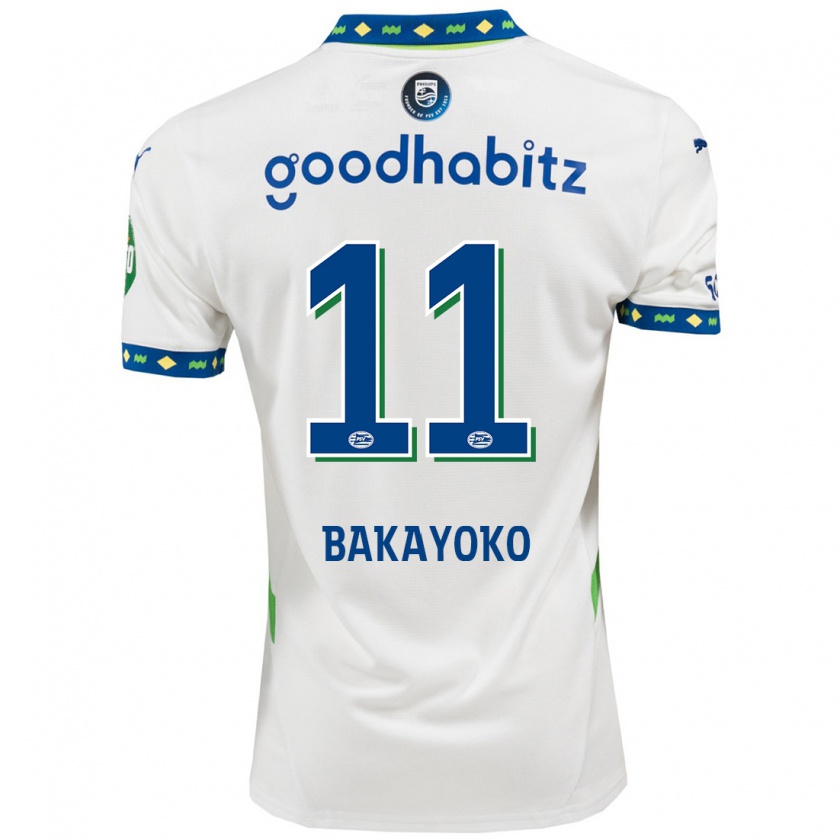 Kandiny Dames Johan Bakayoko #11 Wit Donkerblauw Thuisshirt Derde Tenue 2024/25 T-Shirt