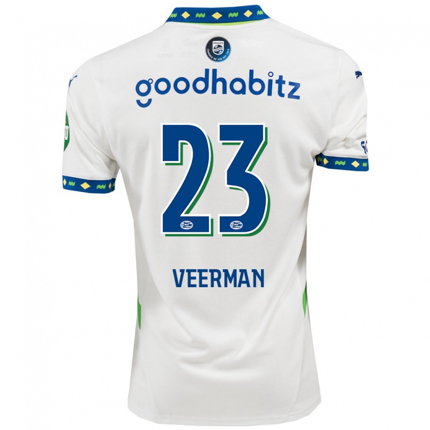 Kandiny Dames Joey Veerman #23 Wit Donkerblauw Thuisshirt Derde Tenue 2024/25 T-Shirt