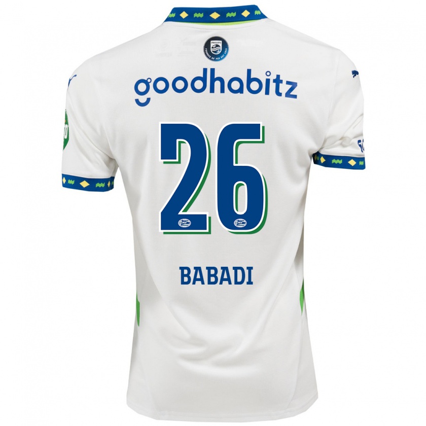 Kandiny Dames Isaac Babadi #26 Wit Donkerblauw Thuisshirt Derde Tenue 2024/25 T-Shirt