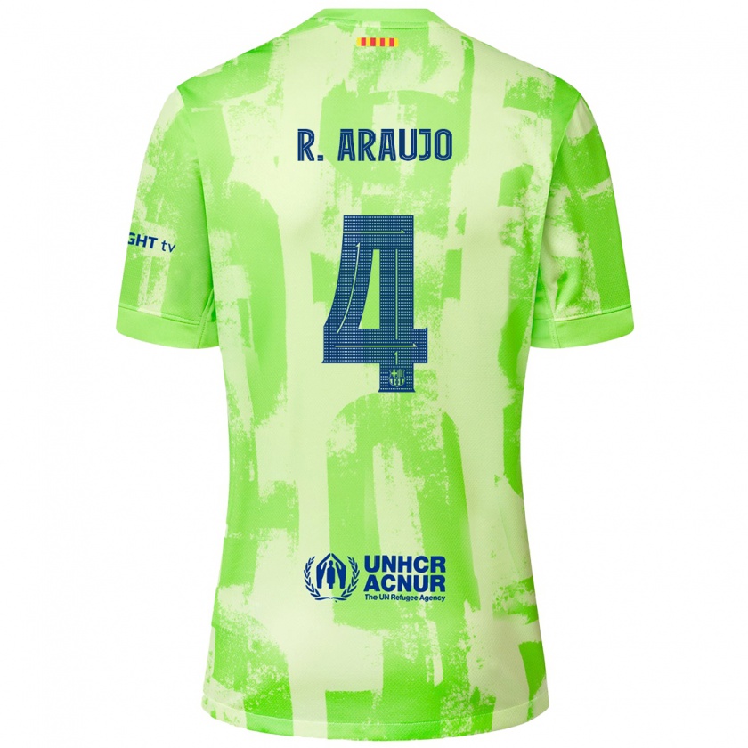 Kandiny Dames Ronald Araujo #4 Limoen Thuisshirt Derde Tenue 2024/25 T-Shirt