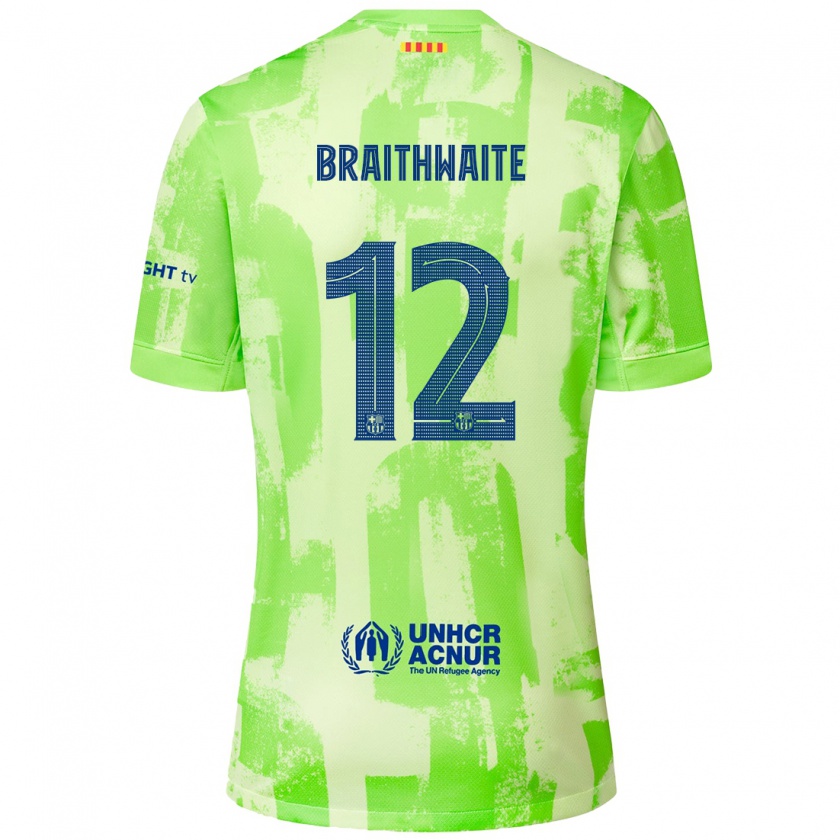 Kandiny Dames Martin Braithwaite #12 Limoen Thuisshirt Derde Tenue 2024/25 T-Shirt