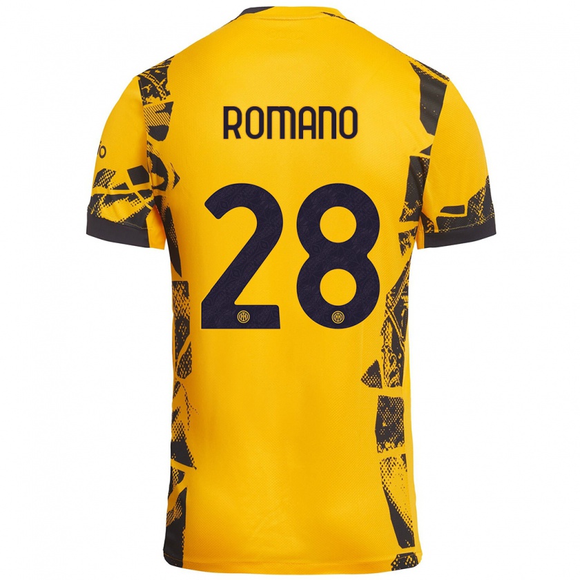 Kandiny Dames Thiago Romano #28 Goud Zwart Thuisshirt Derde Tenue 2024/25 T-Shirt