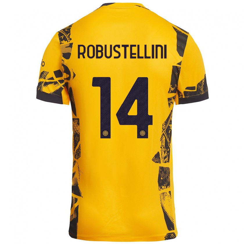 Kandiny Mujer Camiseta Chiara Robustellini #14 Dorado Negro Equipación Tercera 2024/25 La Camisa México