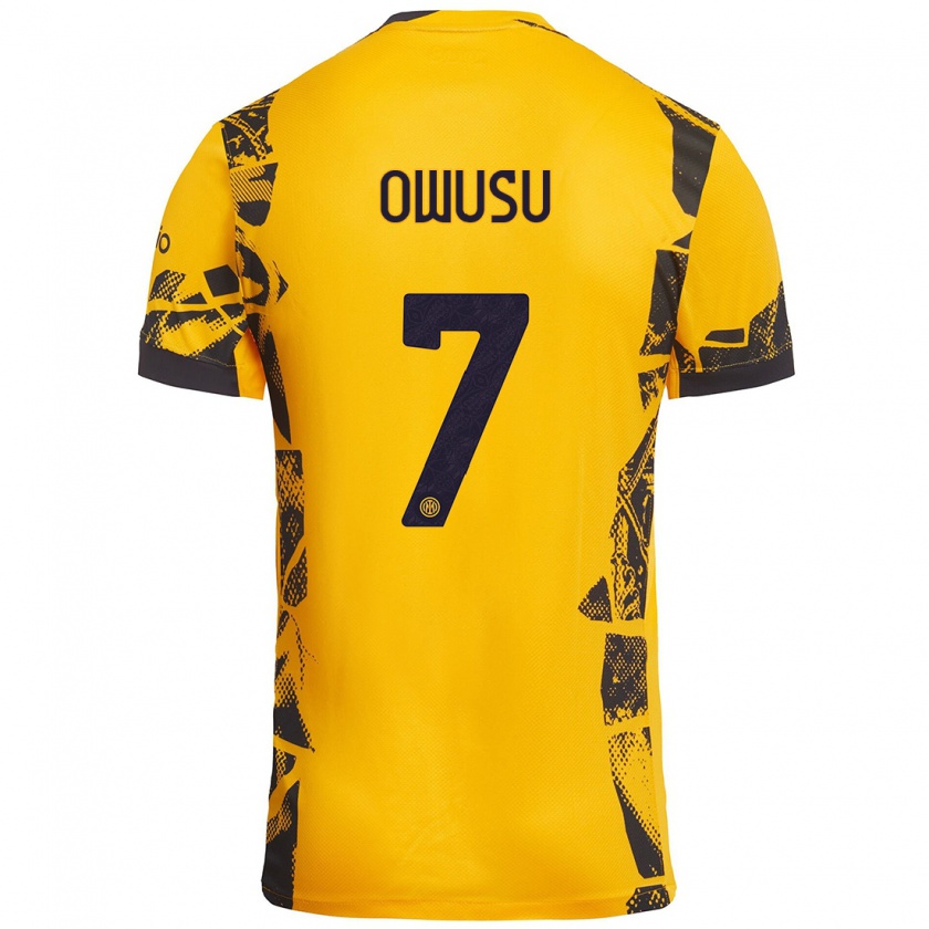 Kandiny Mujer Camiseta Enoch Owusu #7 Dorado Negro Equipación Tercera 2024/25 La Camisa México