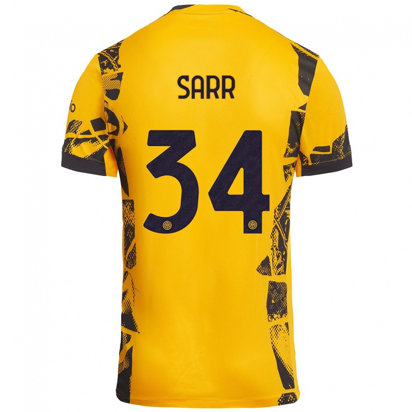 Kandiny Mujer Camiseta Amadou Sarr #34 Dorado Negro Equipación Tercera 2024/25 La Camisa