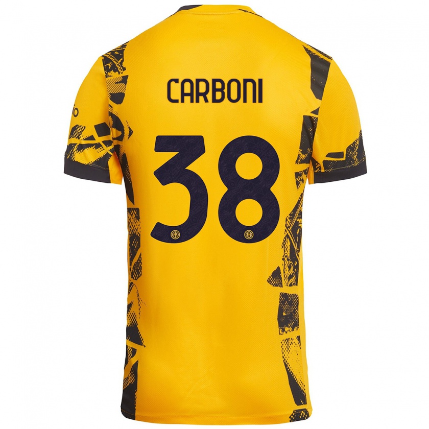 Kandiny Mujer Camiseta Valentin Carboni #38 Dorado Negro Equipación Tercera 2024/25 La Camisa México