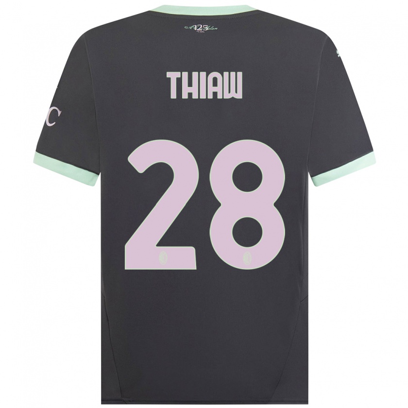 Kandiny Dames Malick Thiaw #28 Grijs Thuisshirt Derde Tenue 2024/25 T-Shirt