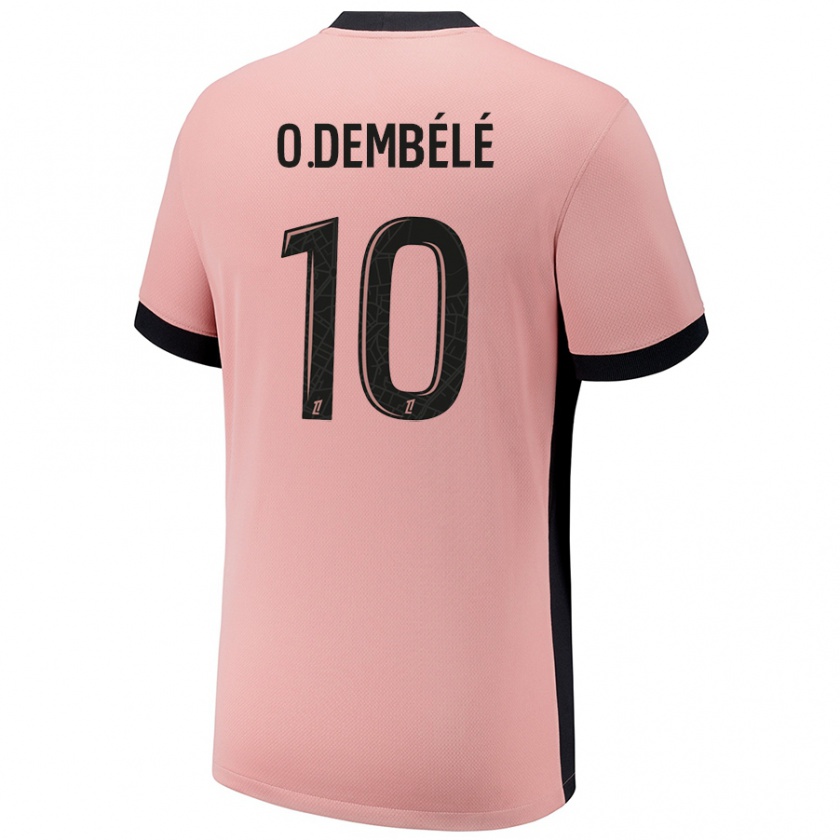 Kandiny Dames Ousmane Dembélé #10 Roestroze Thuisshirt Derde Tenue 2024/25 T-Shirt