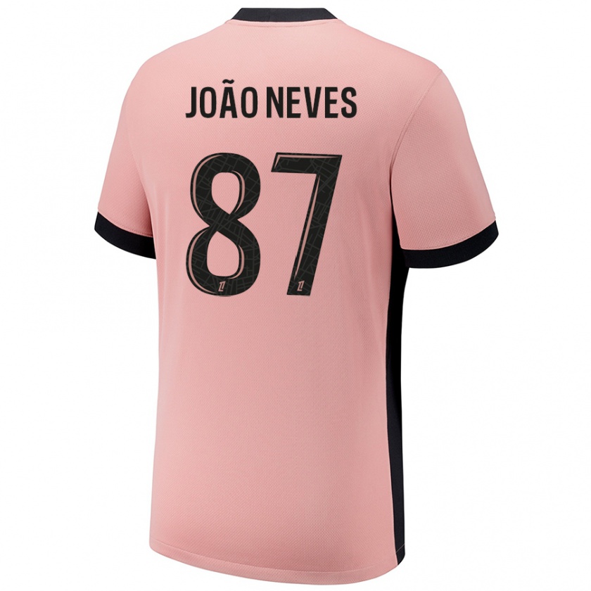 Kandiny Dames João Neves #87 Roestroze Thuisshirt Derde Tenue 2024/25 T-Shirt