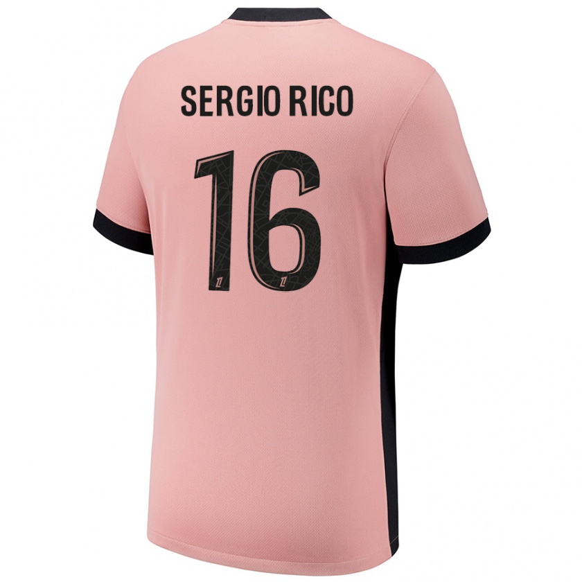 Kandiny Dames Sergio Rico #16 Roestroze Thuisshirt Derde Tenue 2024/25 T-Shirt