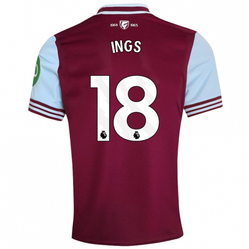 Kandiny Bambino Maglia Danny Ings #18 Rosso Scuro Kit Gara Home 2024/25 Maglietta