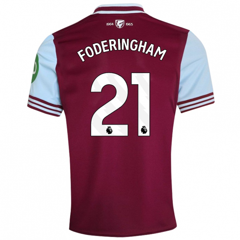 Kandiny Kinderen Wes Foderingham #21 Donkerrood Thuisshirt Thuistenue 2024/25 T-Shirt