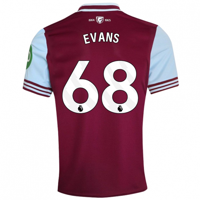 Kandiny Bambino Maglia Isaac Evans #68 Rosso Scuro Kit Gara Home 2024/25 Maglietta