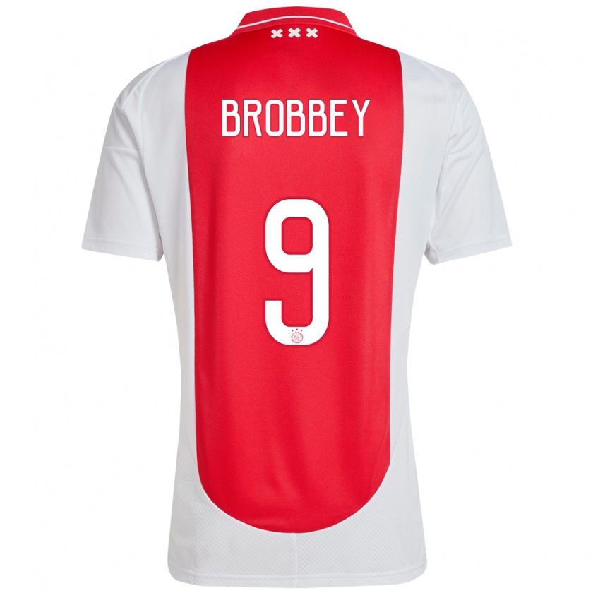 Kandiny Bambino Maglia Brian Brobbey #9 Rosso Bianco Kit Gara Home 2024/25 Maglietta