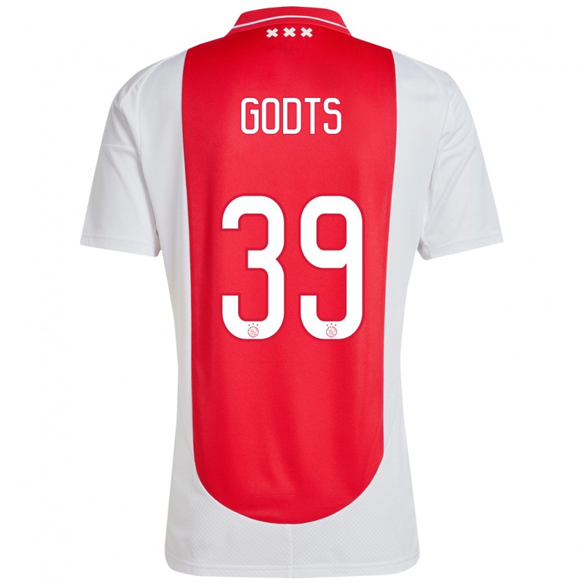 Kandiny Kinderen Mika Godts #39 Rood Wit Thuisshirt Thuistenue 2024/25 T-Shirt