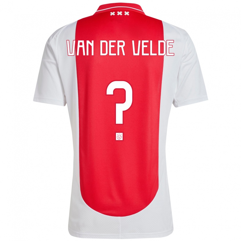 Kandiny Bambino Maglia Valentijn Van Der Velde #0 Rosso Bianco Kit Gara Home 2024/25 Maglietta